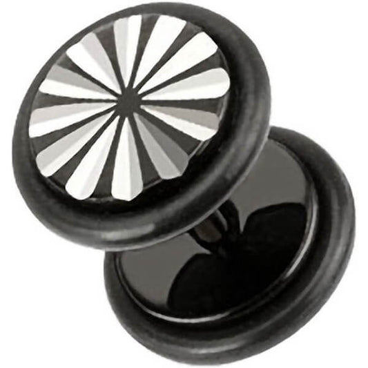 Faux Plug Fleur Noire Filetage Interne