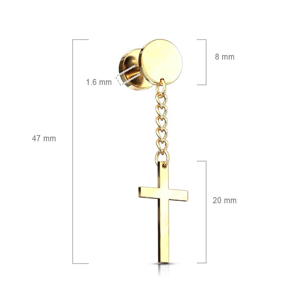 Faux Plug Pendentif Croix Filetage Interne