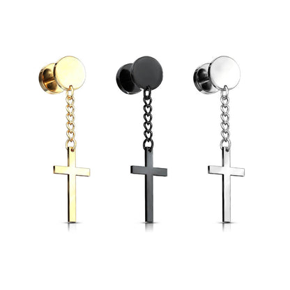 Faux Plug Pendentif Croix Filetage Interne