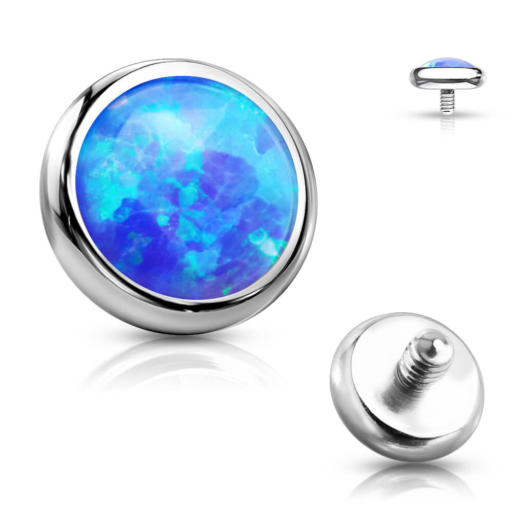 top flat round opal bezel setting Internally Threaded