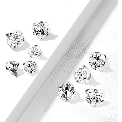 Titanium top heart zirconia prong setting Internally Threaded