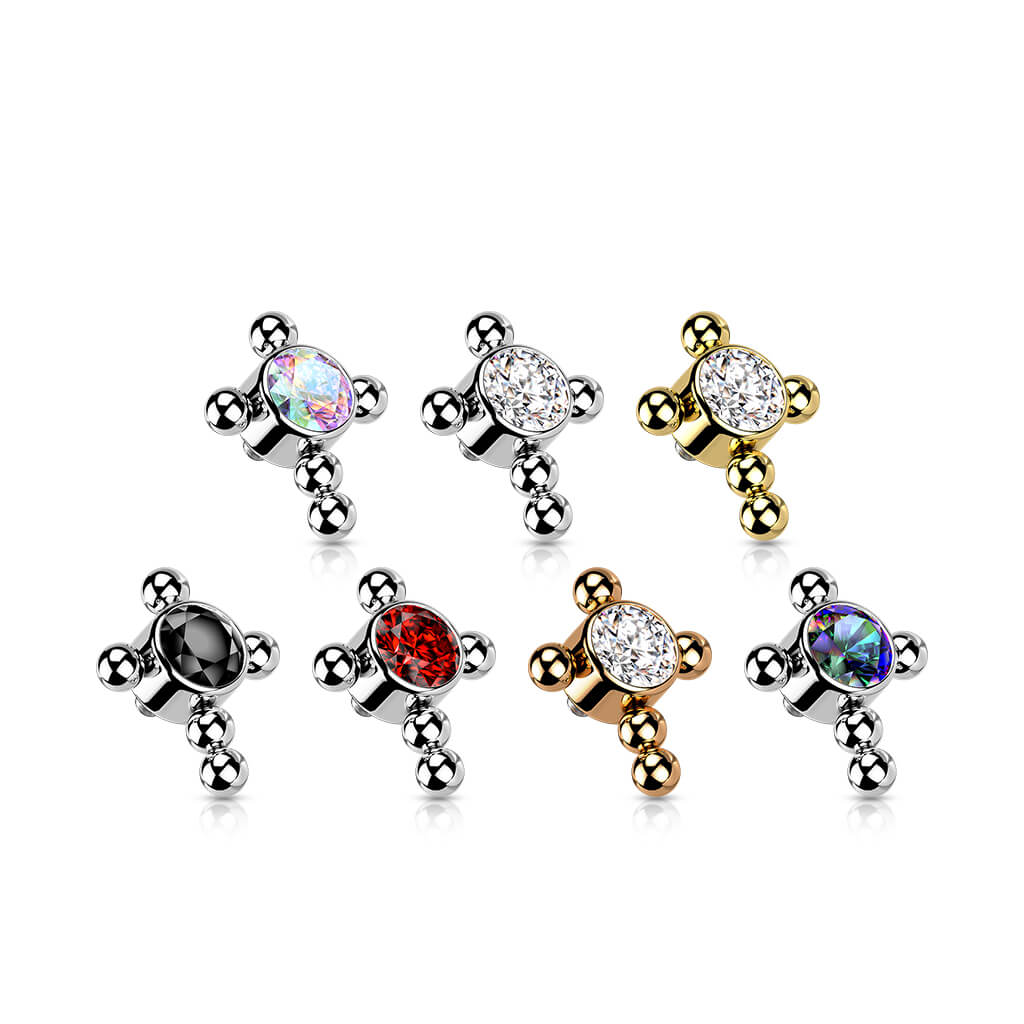 Titanium top cross zirconia beaded balls Internally Threaded