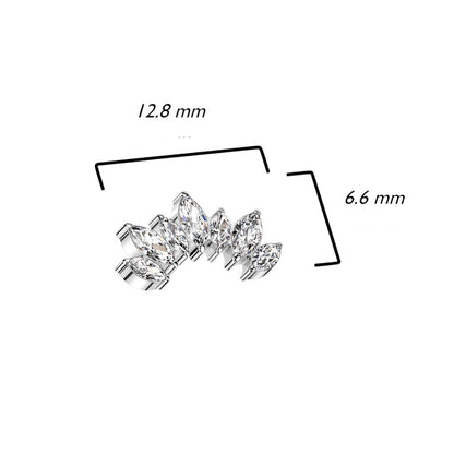 Titane Embout Embout 7 Zircones Filetage Interne