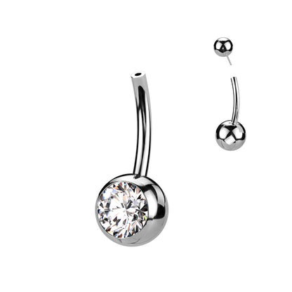 Titanio Piercing ombligo Bola superior Circonita Push In