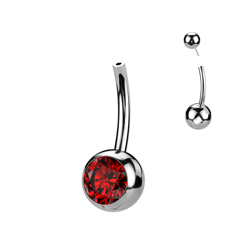 Titanio Piercing ombligo Bola superior Circonita Push In