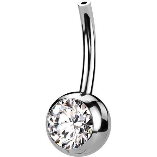 Titanium Belly Button Piercing Top Ball Zirconia Push-In