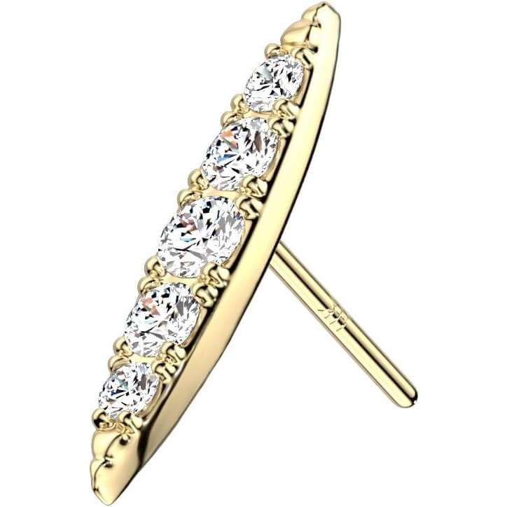 14 Karat Gold Oval Zirkonia Gelbgold Weißgold Push-In