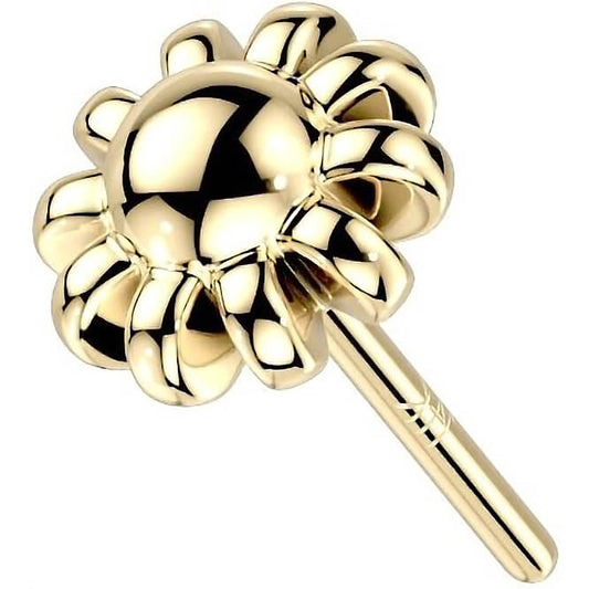 Or 14kt Embout Embout Fleur Enfoncer