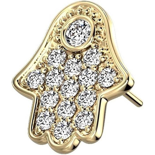 Oro 14kt Top Circonitas Hamsa Push In