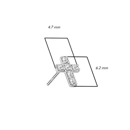 Or 14kt Embout Embout Croix Zircone Enfoncer