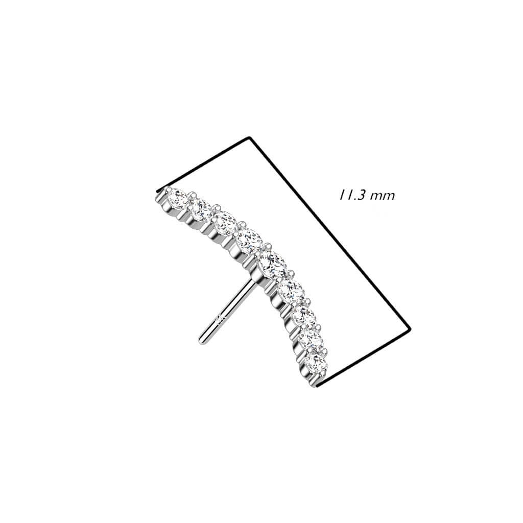 Or 14kt Embout Embout Courbé Zircone Enfoncer