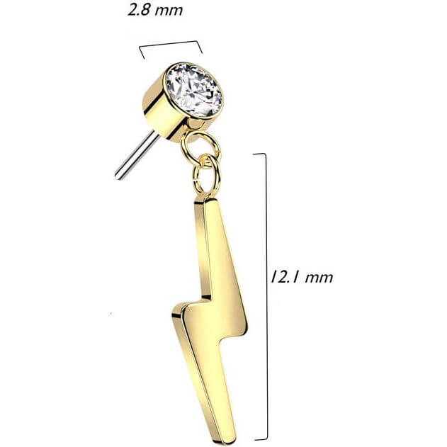 Titanium top lightening bolt dangle zirconia Push-In