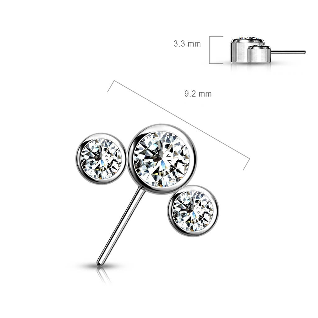 Titanium top 3 zirconias bezel setting Push-In