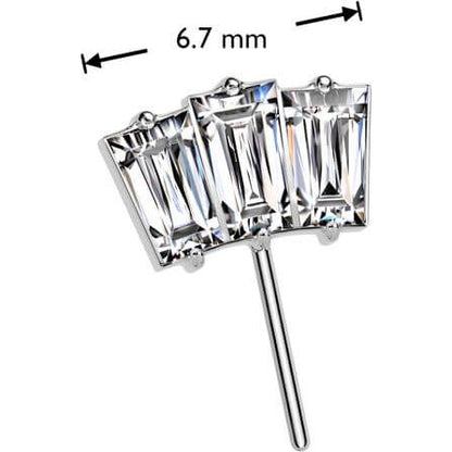 Titane Embout éventail supérieur 3 zircons cubiques taille baguette Enfoncer