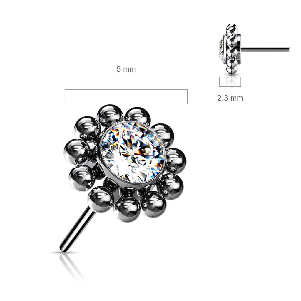 Titanio Superiore a fiore con zircone Push-In