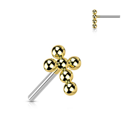 Titanium Labret Cross Ball Flower Push-In