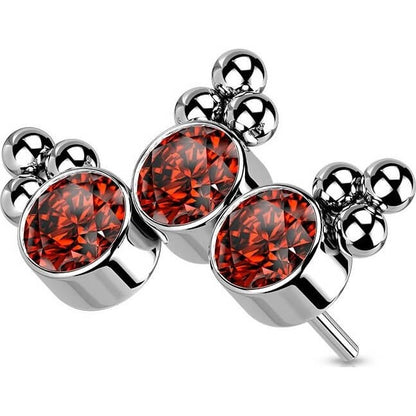 Titanium top 3 zirconias beaded balls Push-In