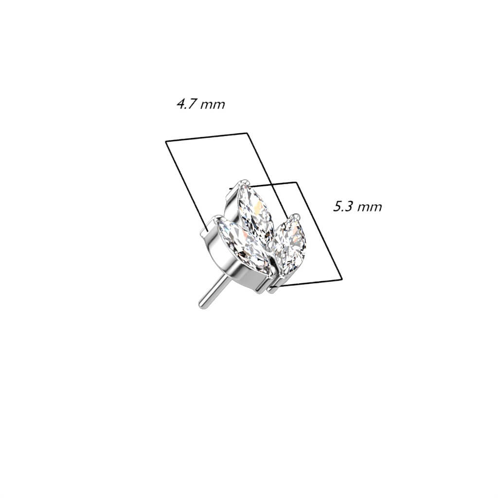 Titane Embout Embout 3 Marquises Zircone Enfoncer