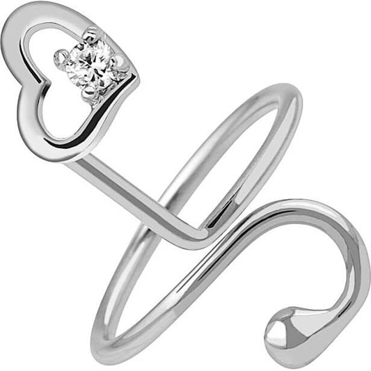 Anneau Coeur Argent Zircone Ajustable