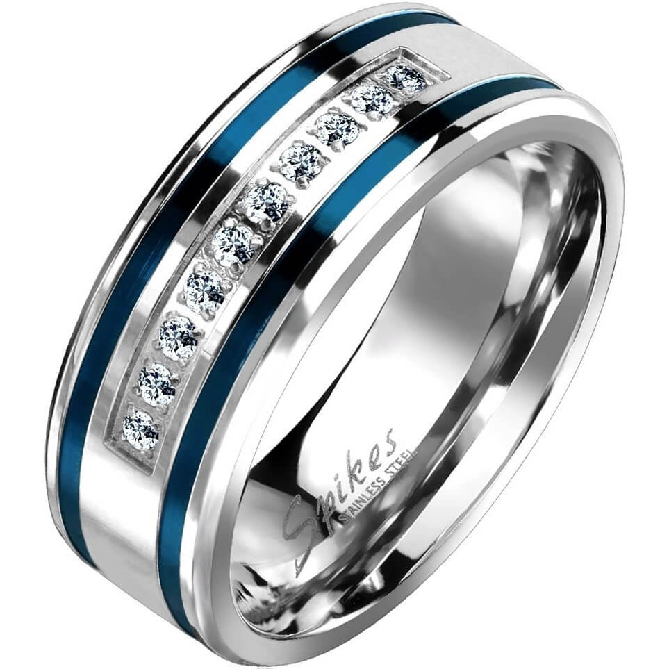 Anneau 10 Zircone Bleu  Argent