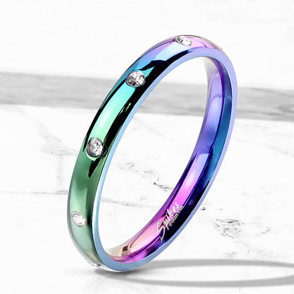 Anneau 10 Zircone Arc-en-ciel