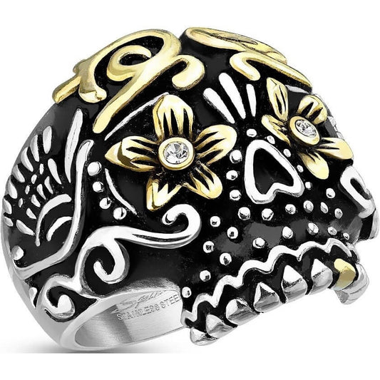 Totenkopf Schwarz Silber Gold 