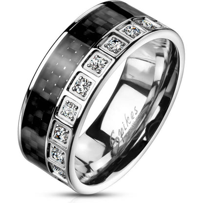 Anneau Zircone Noir Argent