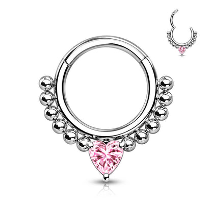 Anillo Circonita corazón Plata Clicker