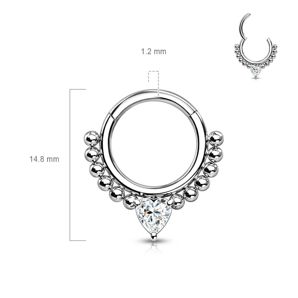 Anneau Cœur Zircone Argent Cliqueur