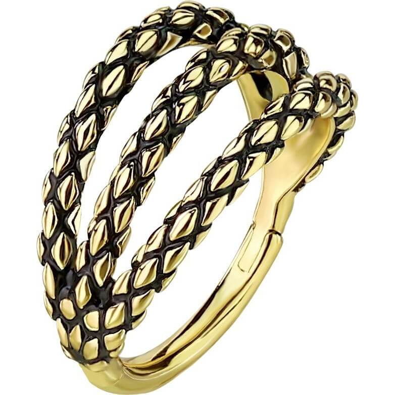 Anillo Aro triple piel de lagarto Clicker