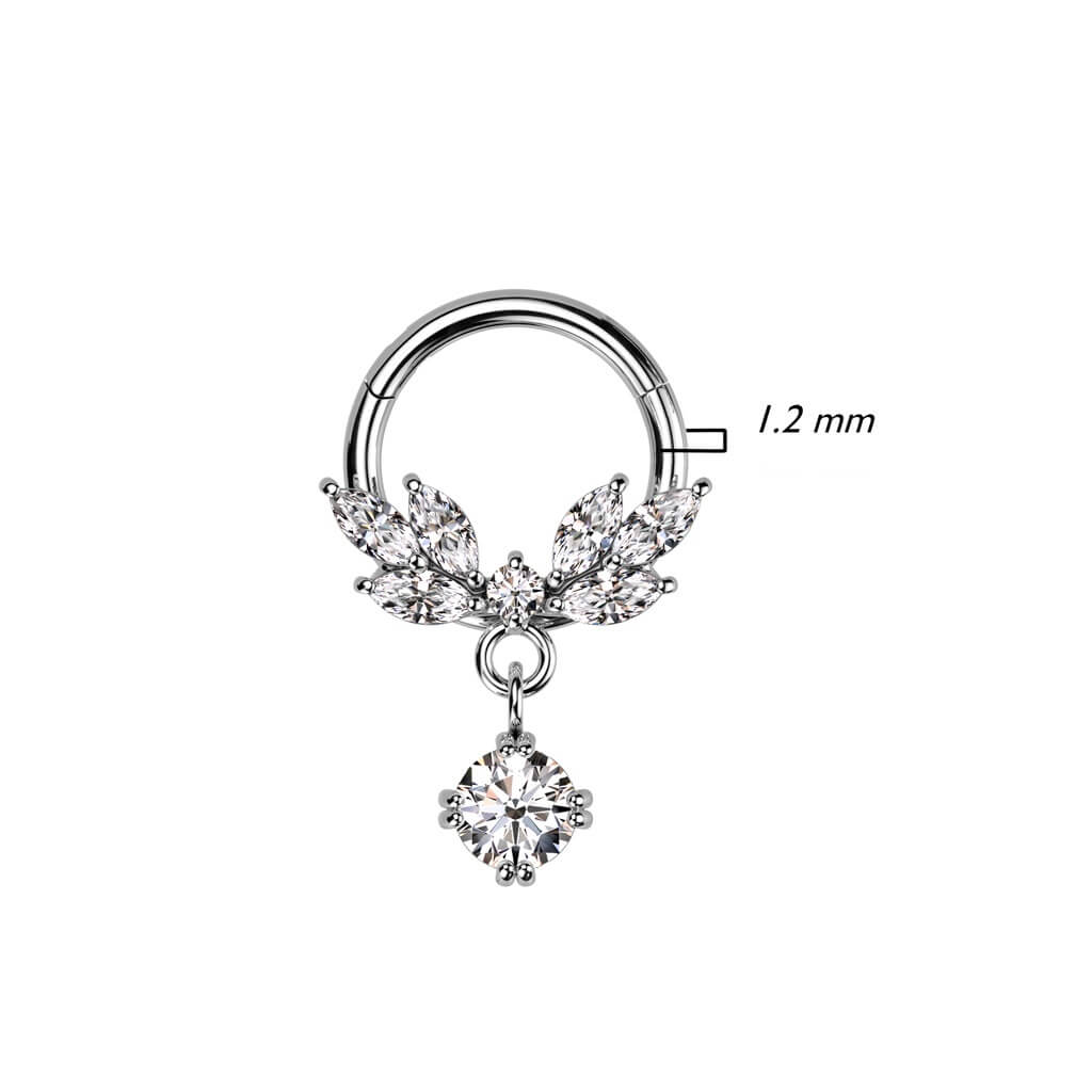 Anneau Pendentif Feuilles Zircone Cliqueur