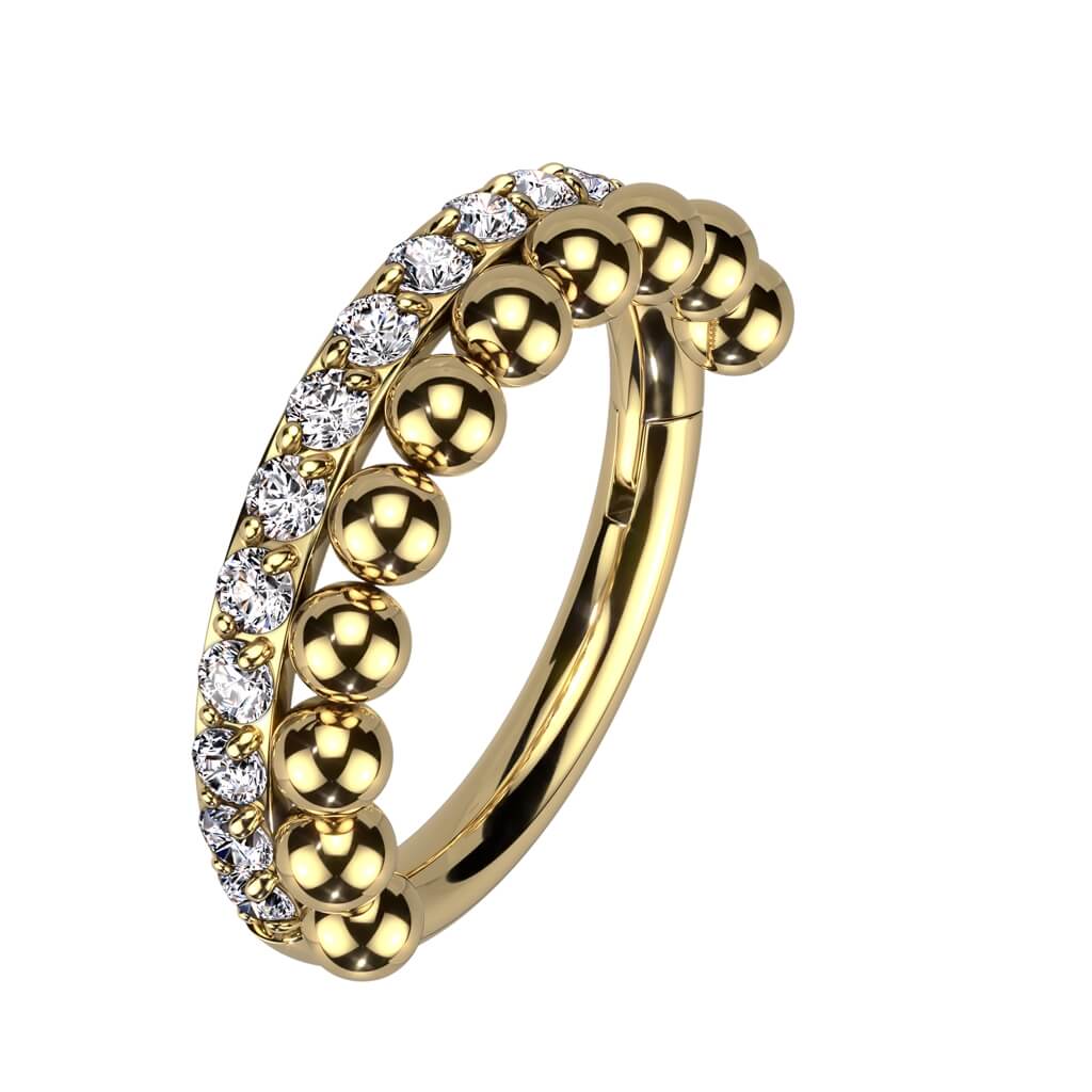 Ring Kugel Perlenkette Zirkonia Clicker