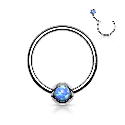 Anello Piercing Sfera in opale Clicker