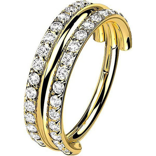 Titanium Ring Double Row Zirconia Clicker