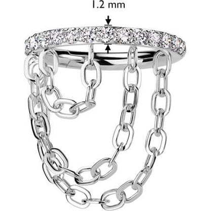 Titanium Ring triple chain dangle zirconia Clicker