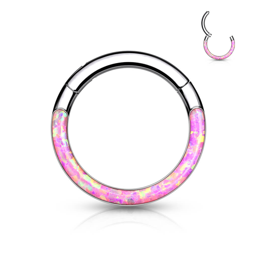 Titanio Anello Piercing Opale Clicker