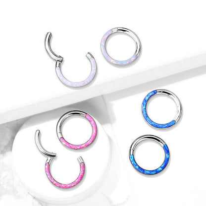 Titanio Anello Piercing Opale Clicker