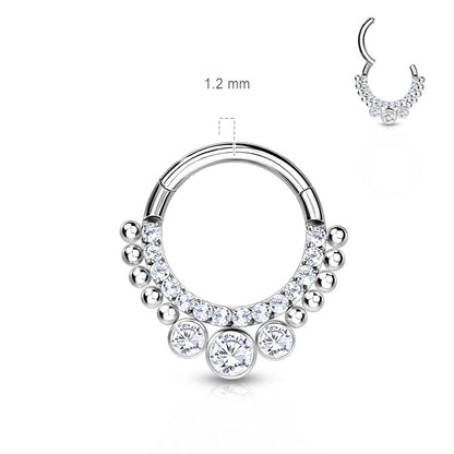 Titanium Ring Zirconia Silver Clicker