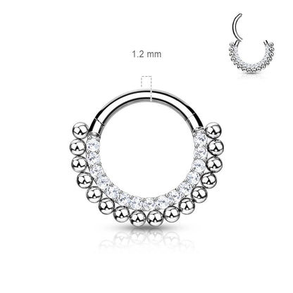 Titanium Ring Ball Zirconia Silver Clicker