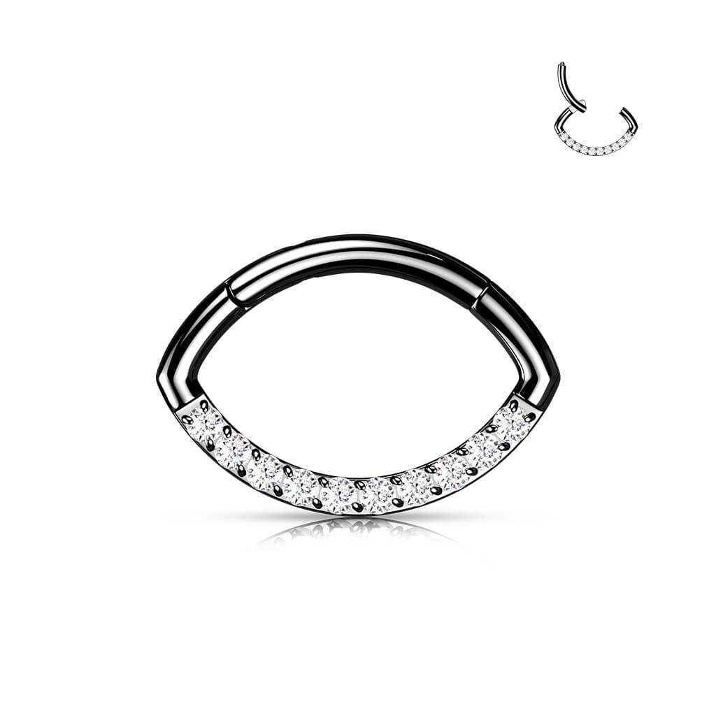 Titanium Ring Oval Zirconia Clicker