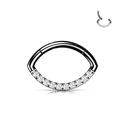 Titanium Ring Oval Zirconia Clicker