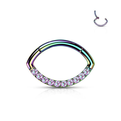 Titanium Ring Oval Zirconia Clicker