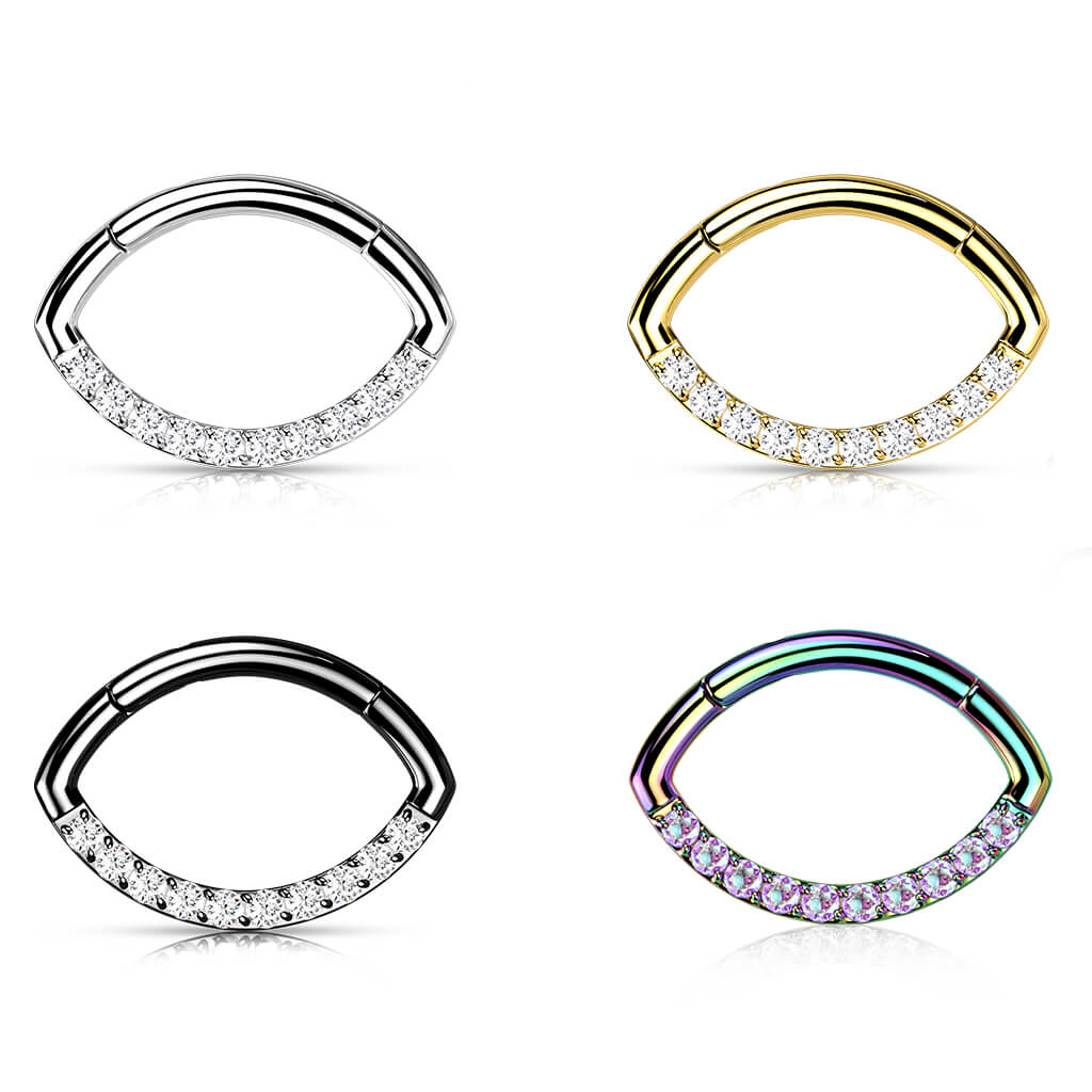 Titanium Ring Oval Zirconia Clicker