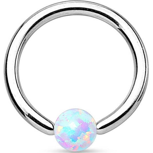 Ring Ball Opal Silver Captive Bead