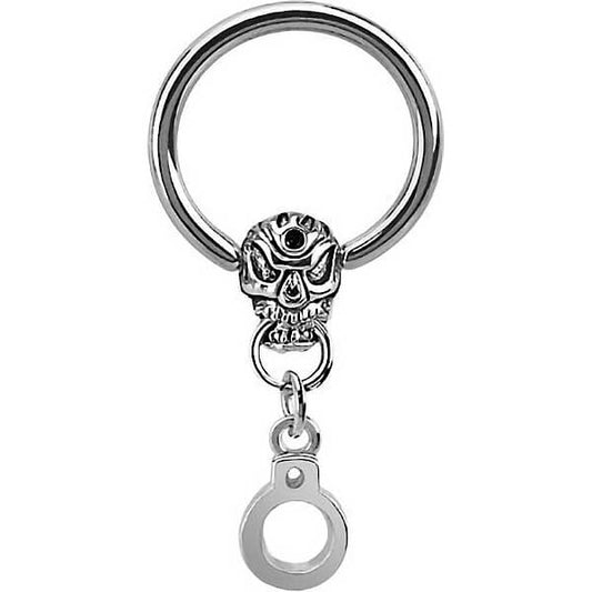 Ring Skull Handcuffs dangle Silver Captive Bead