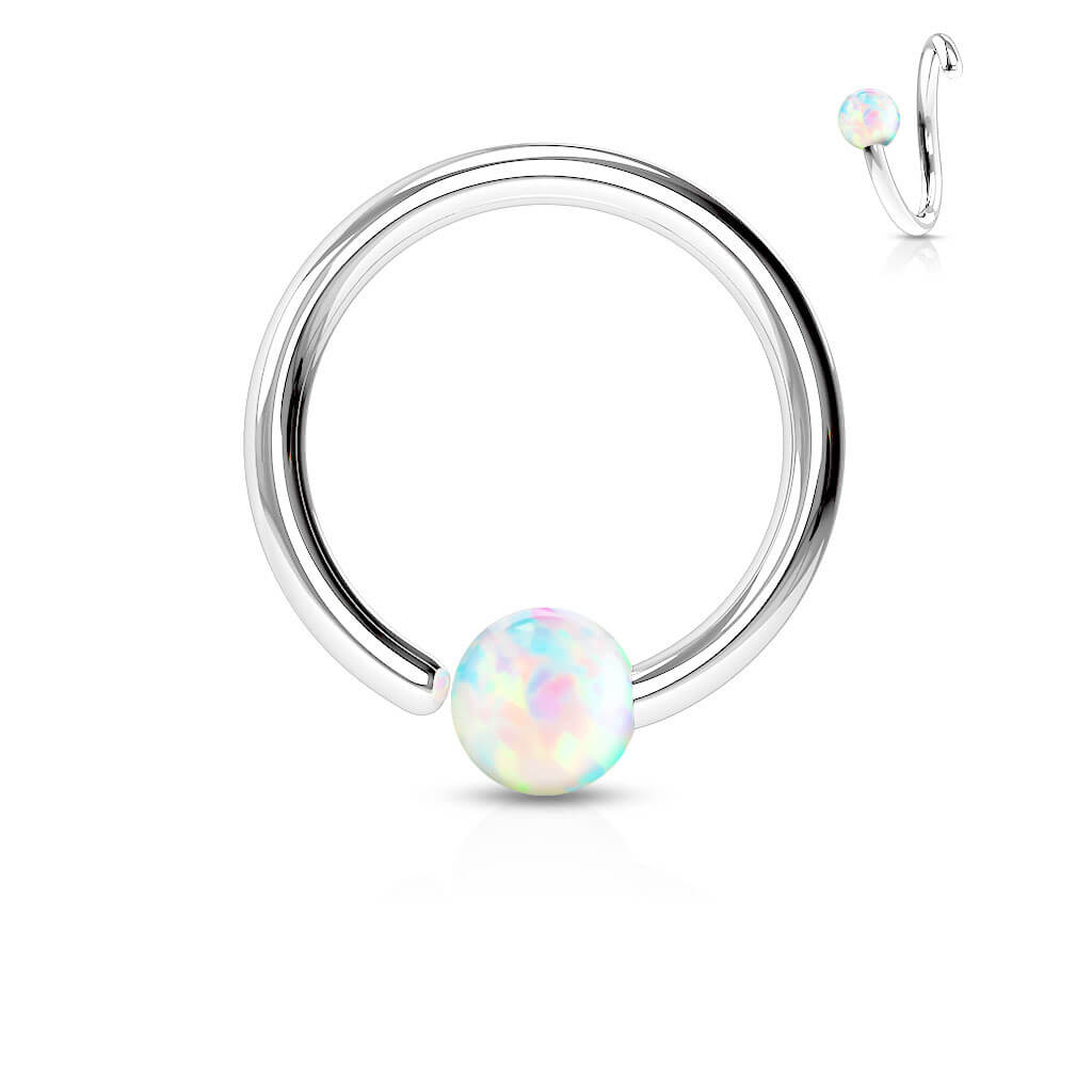 Ring Kugel Opal Silber Biegbar