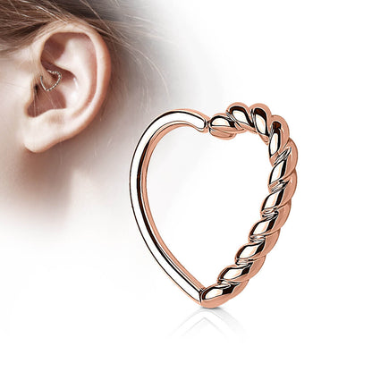 Anello Piercing  Cuore con lato attorcigliato Pieghevole