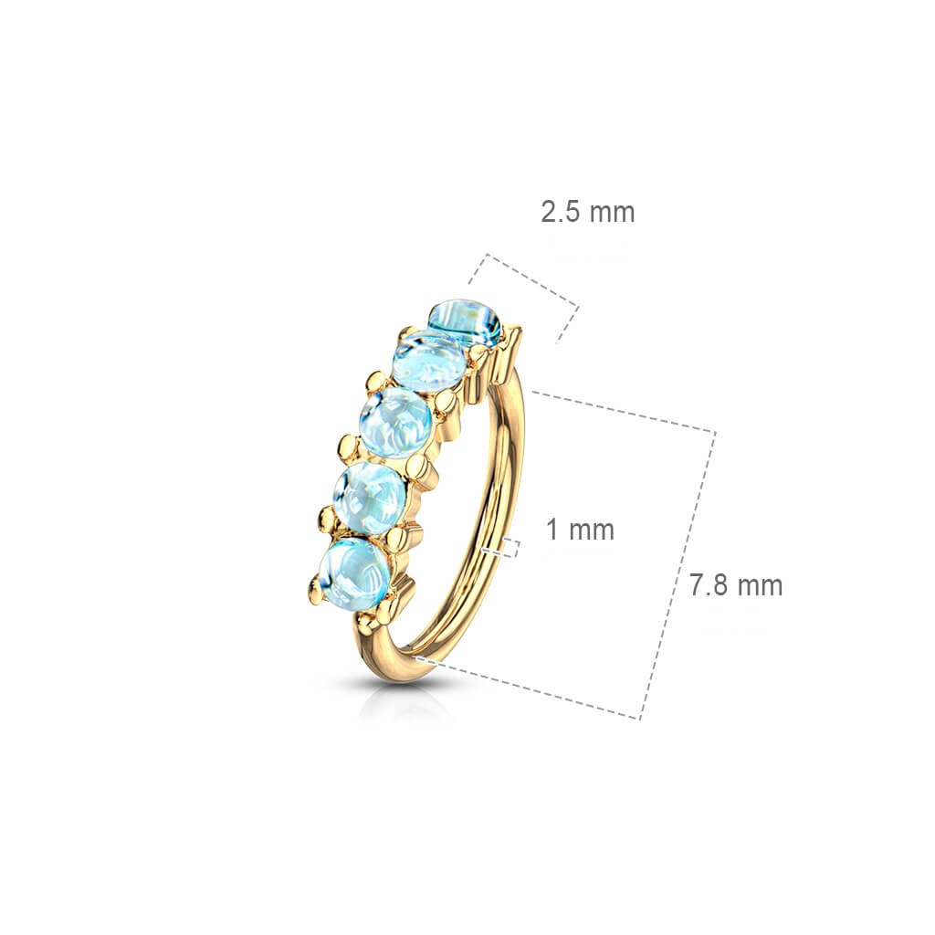 Anello Piercing 5 pietre sintentiche brillanti Pieghevole