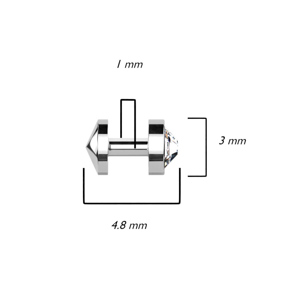 Tytan microdermal skin diver 3mm cyrkonia okrągła