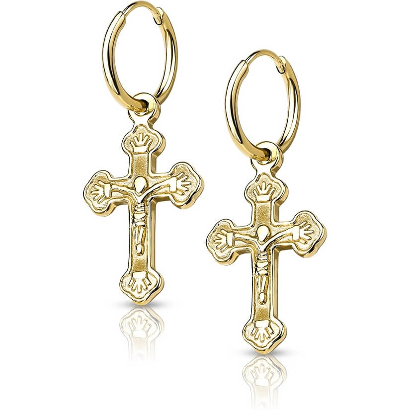 Bouton d'Oreille Pendentif Croix